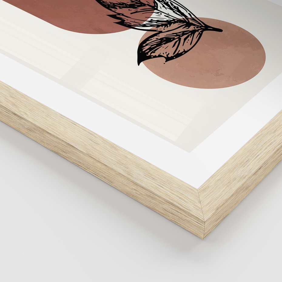 Zestaw obrazy w ramie 40x50 galeria - Roślinne, nowoczesne, geometryczne - rama drewno