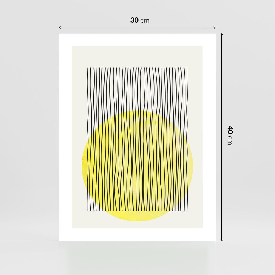 Plakat bez ramy 30x40 - Ciepłe Przenikanie - geometria, żółte koło