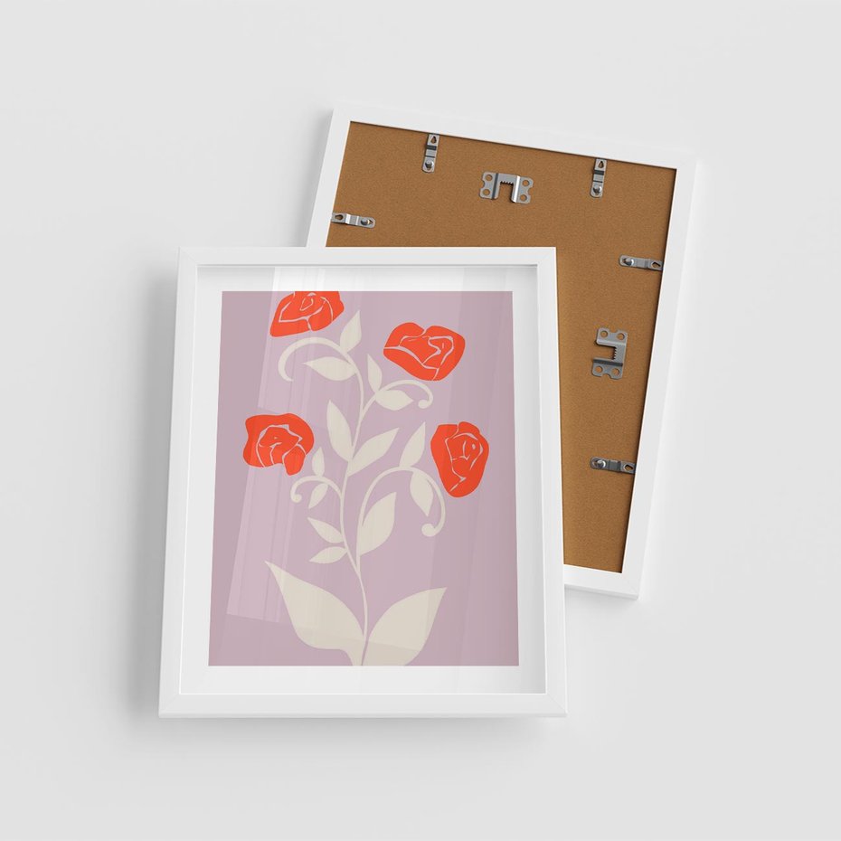 Plakat w ramie 40x50 - Migotliwe Widzenie Kwiatów - nowoczesny plakat, roślinne motywy - rama biała