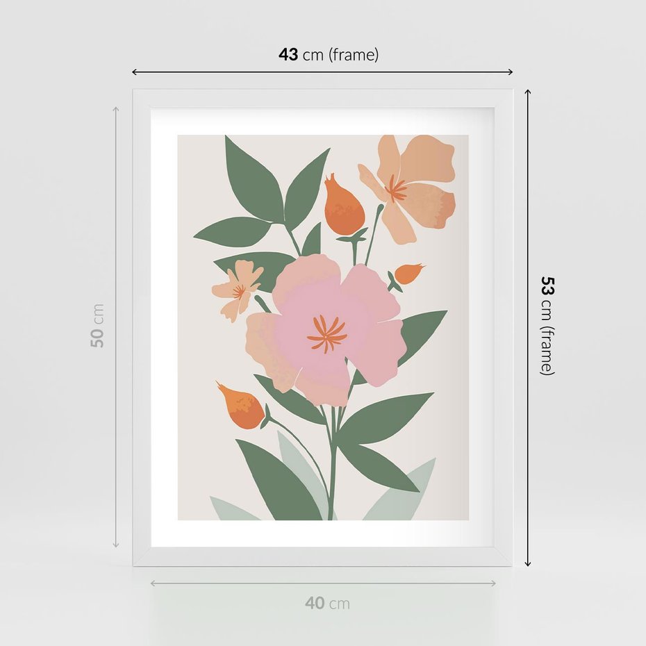 Plakat w ramie 40x50 - Kwiatowe Nastroje - kwiat, sztuka nowoczesna - rama biała