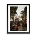 Plakat w ramie 50x70 - Jesienne Uroki Holandii: Kanały i Most - Holandia, kanały - rama czarna