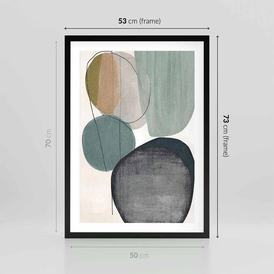 Plakat w ramie 50x70 - Plama za Plamą - abstrakcyjny obraz olejny, plamy - rama czarna