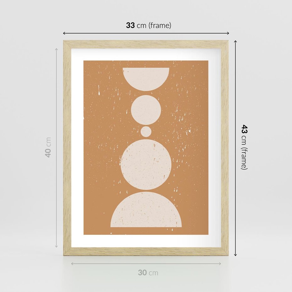 Plakat w ramie 30x40 - Podróżne Echa - mid century styl, nowoczesna grafika - rama drewno