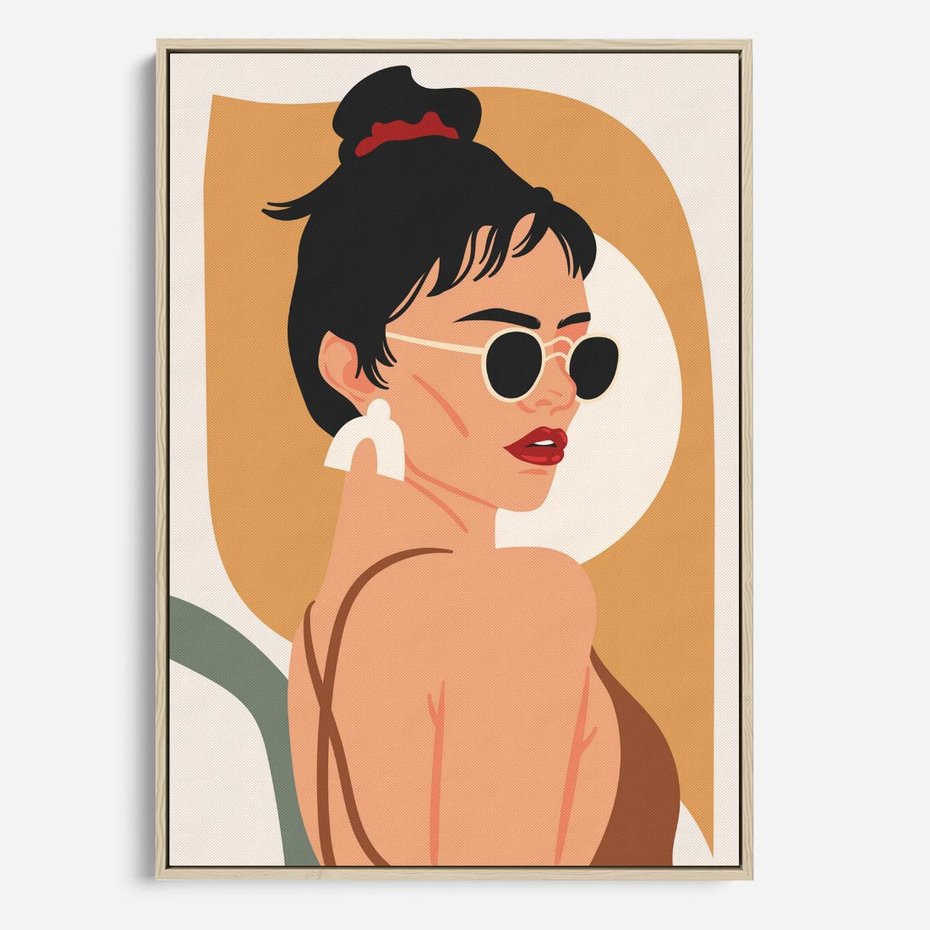 Obraz w ramie 70x100 - Kobieca Przenikliwość - nowoczesny plakat, styl retro - rama drewno