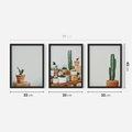 Zestaw obrazy w ramie 30x40 galeria - Kaktusy, w, doniczkach, boho - rama czarna