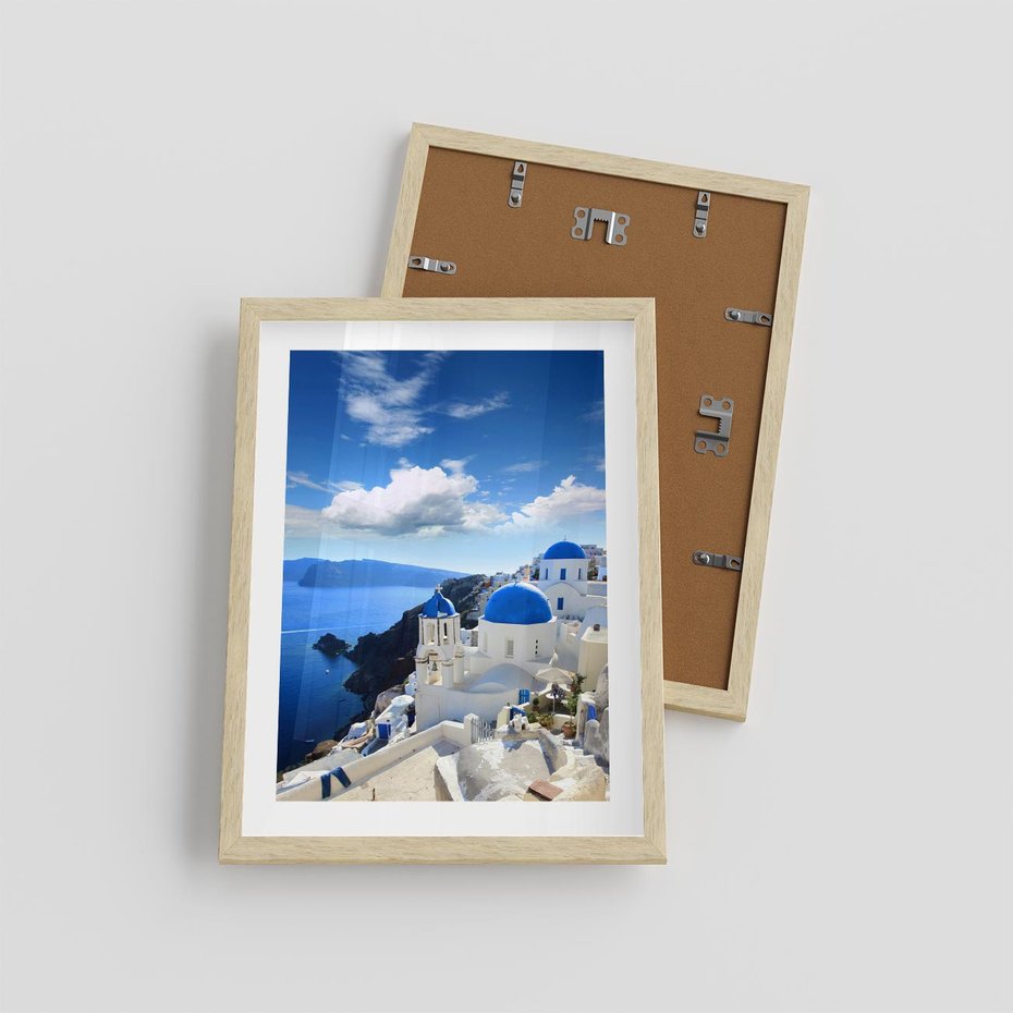 Plakat w ramie 30x40 - Magiczne Widoki - Santorini, perspektywa - rama drewno