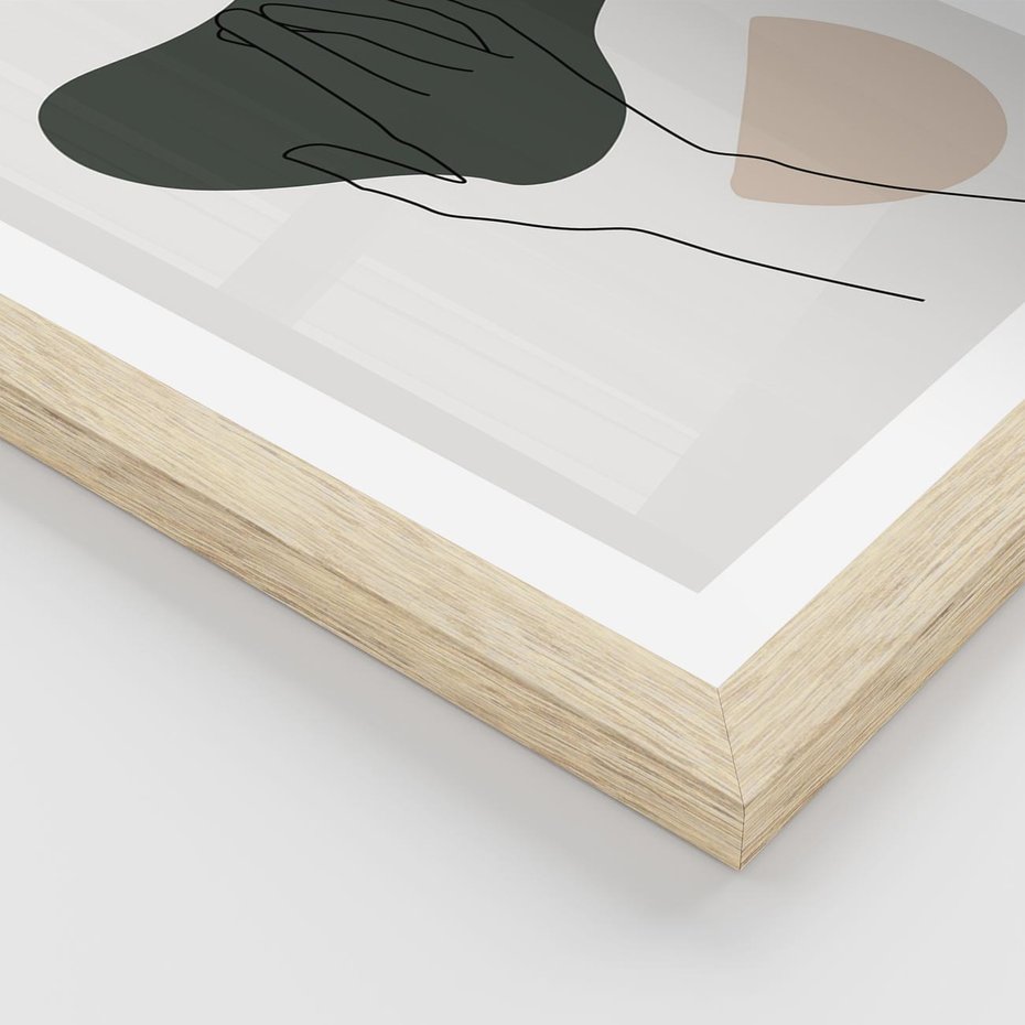 Plakat w ramie 40x50 - Bezczasowe Echo - szkic jedną linią, one line - rama drewno