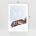 Plakat bez ramy 50x70 - Spokój Górskiej Zimy - chatka w górach, domek górski
