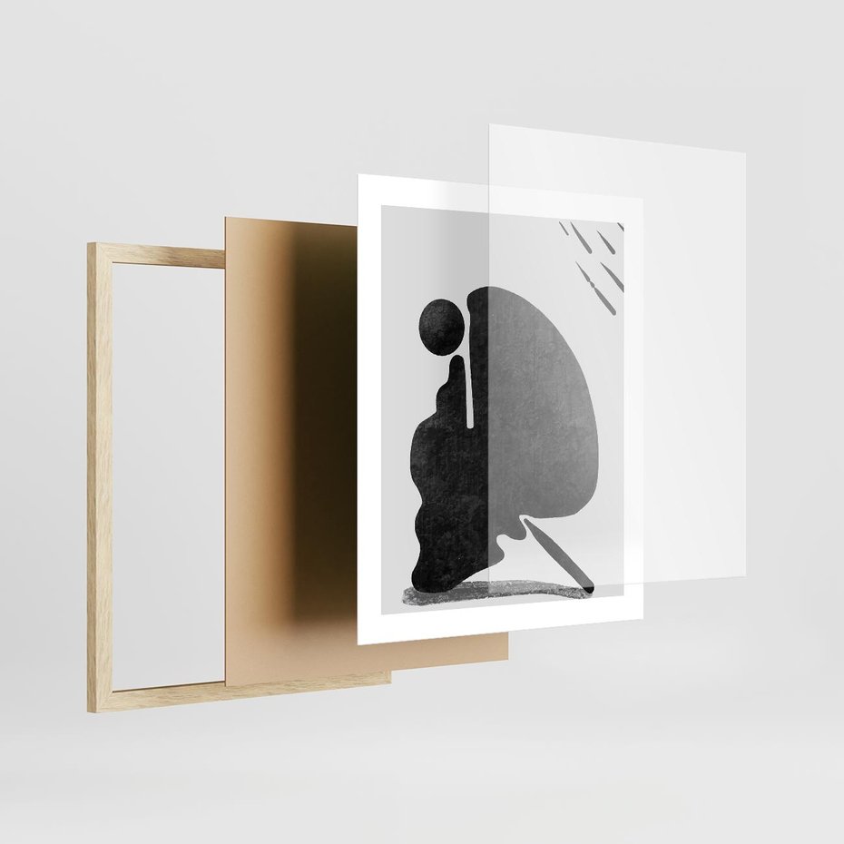 Plakat w ramie 40x50 - Abstrakcyjna Japońska Sztuka - abstrakcja, sztuka japońska - rama drewno