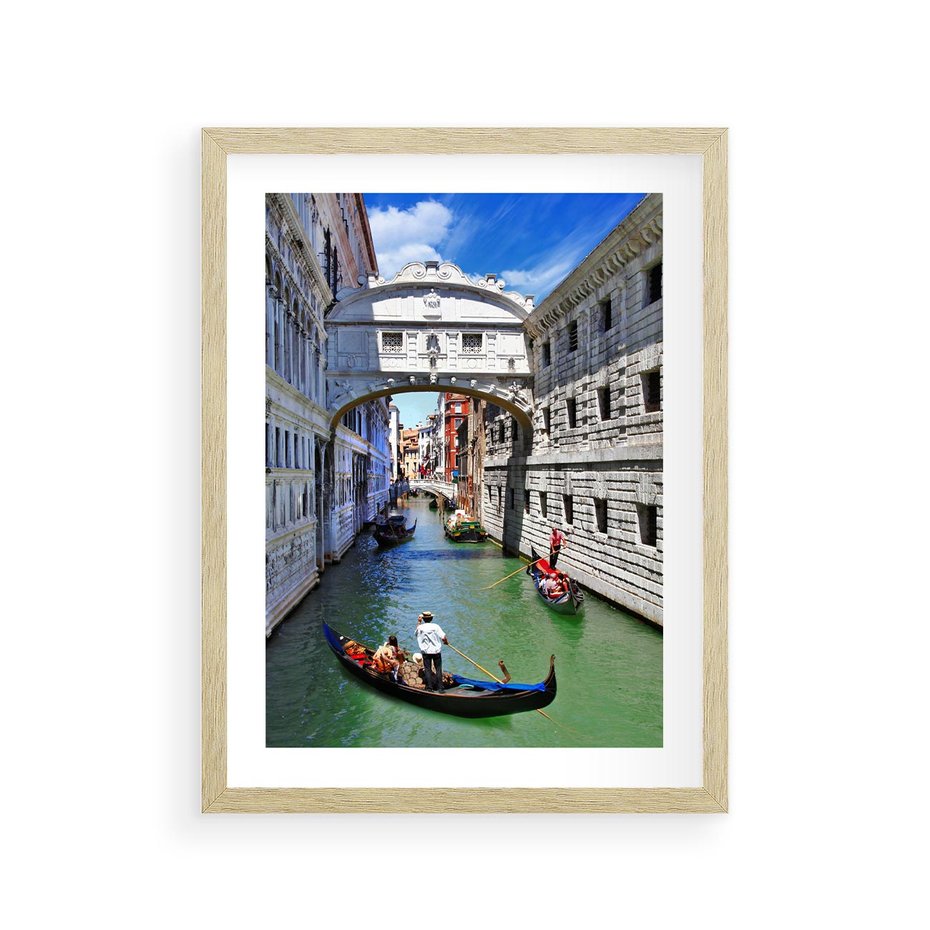 Plakat w ramie 30x40 - Romantyczna gondola w Wenecji - Wenecja, gondola - rama drewno