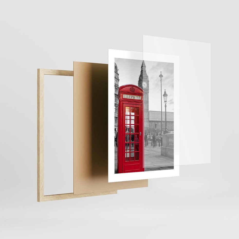 Plakat w ramie 30x40 - Budka w Londynie - Londyn, budka - rama drewno