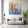Obraz na płótnie 70x70 - Płomienne Tańce Abstrakcji - energetyczna abstrakcja, dziwne formy