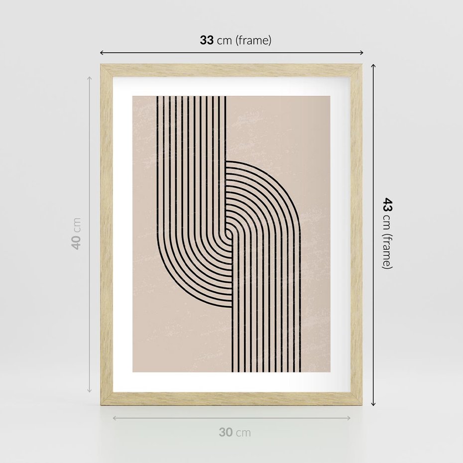 Plakat w ramie 30x40 - Puls Abstrakcji - abstrakcyjne linie, geometria - rama drewno