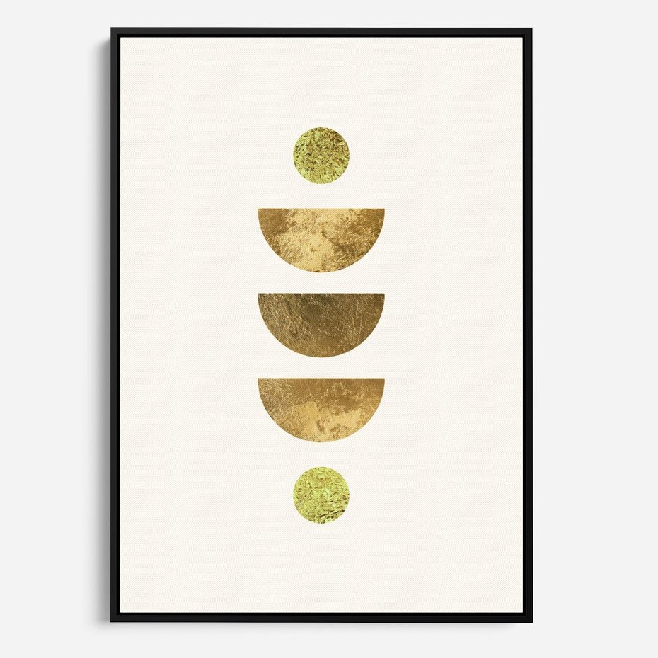 Obraz w ramie 70x100 - Harmonijne Odbicia - geometryczne złote kształty, tekstura - rama czarna