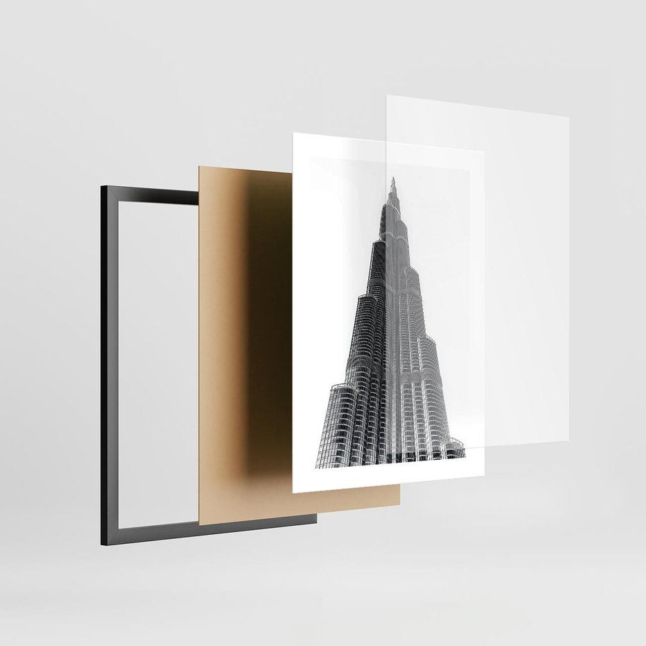 Plakat w ramie 30x40 - Wieżowiec w Monochromii - wieżowiec, architektura - rama czarna