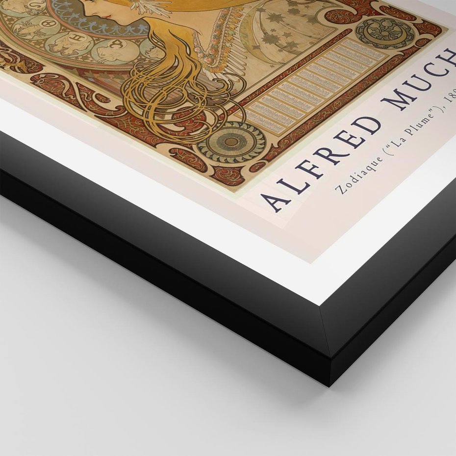 Plakat w ramie 40x50 - Mucha: Reprodukcja i Typografia na Plakacie - reprodukcja, alfons mucha - rama czarna