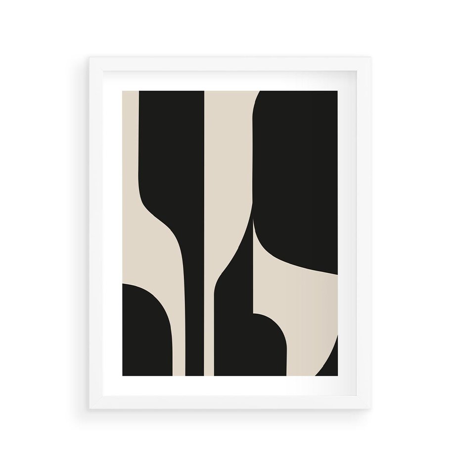 Plakat w ramie 40x50 - Abstrakcyjne Linie - boho plakat, rycina - rama biała