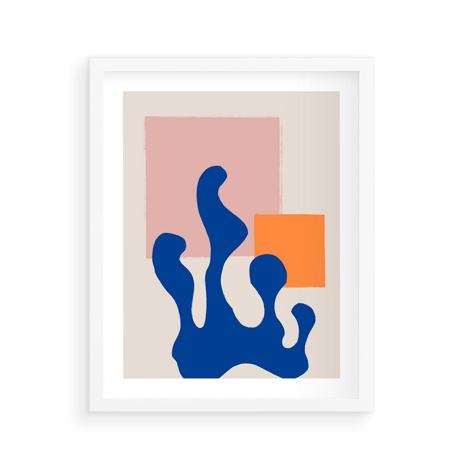 Plakat w ramie 40x50 - Bezgraniczna Galeria Plam - abstrakcja, nowoczesny plakat - rama biała