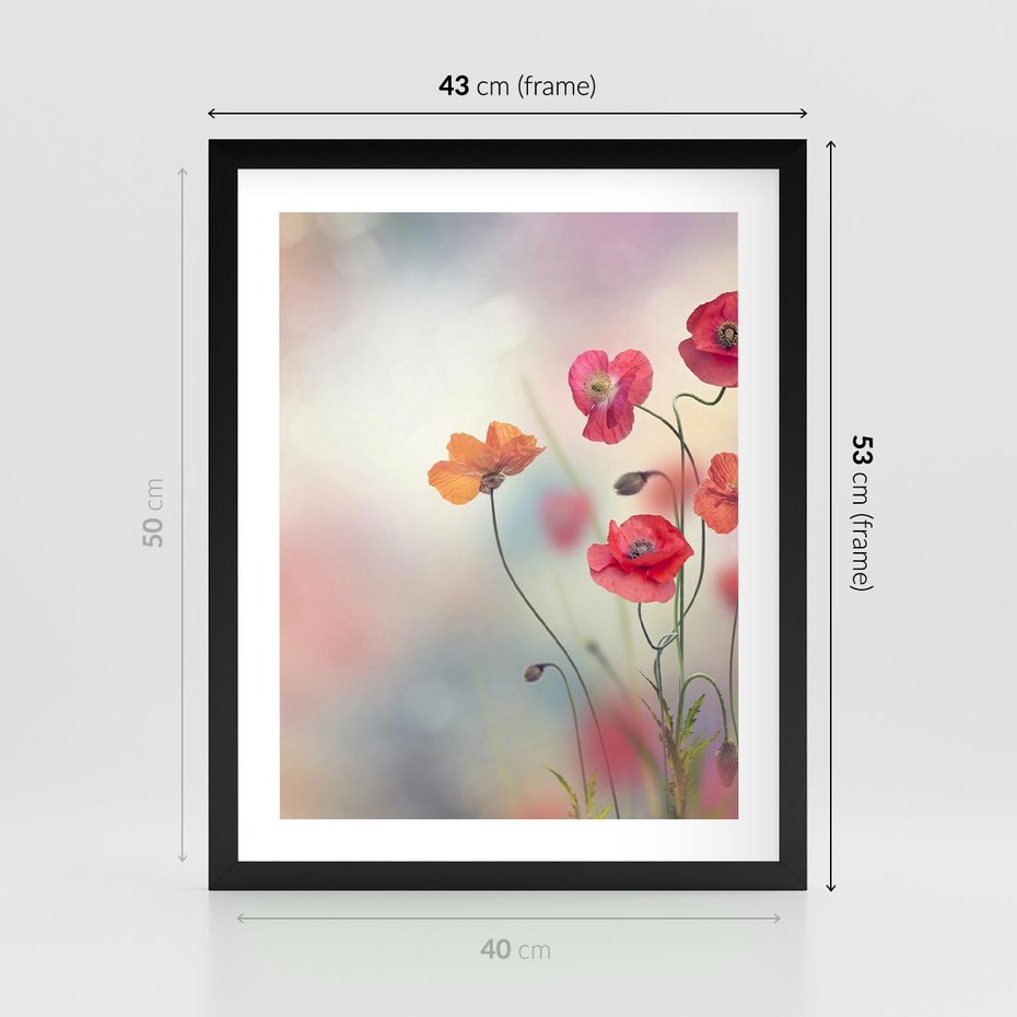 Plakat w ramie 40x50 - Urok natury - kwiaty, akwarela - rama czarna