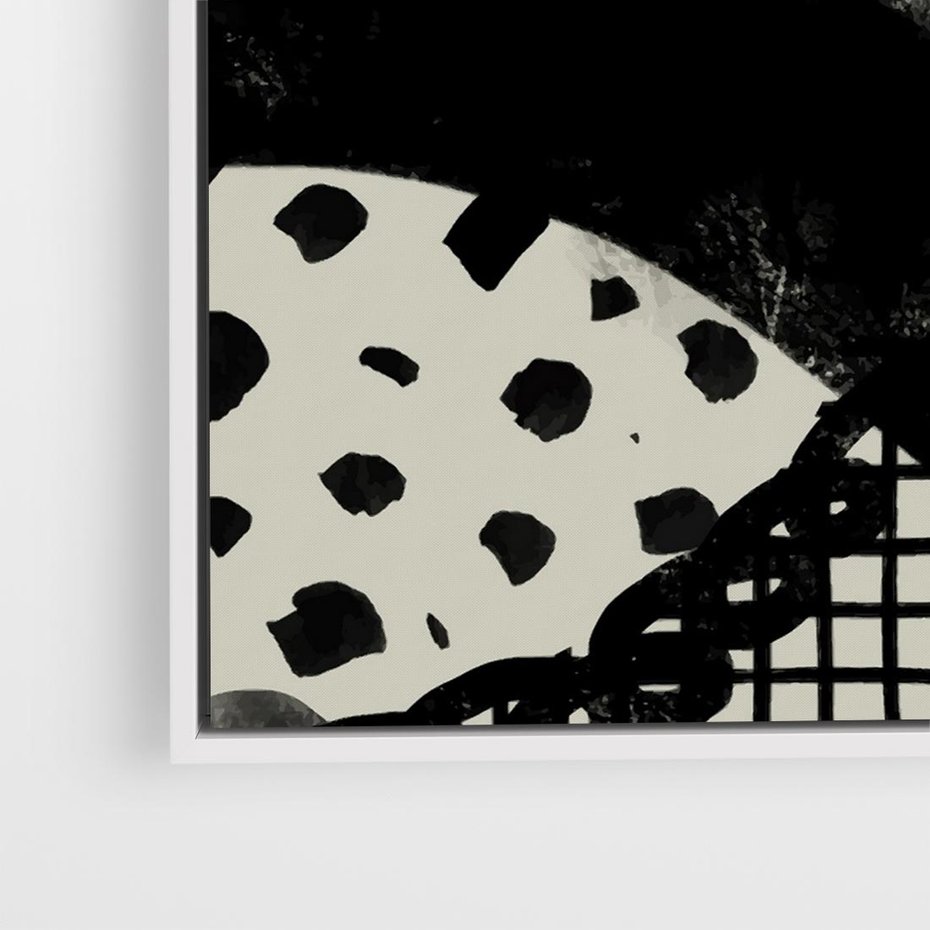 Obraz w ramie 80x80 - Nieznanie Zaskoczenia - bstrakcyjna mroczna kompozycja, nieregularne - rama biała