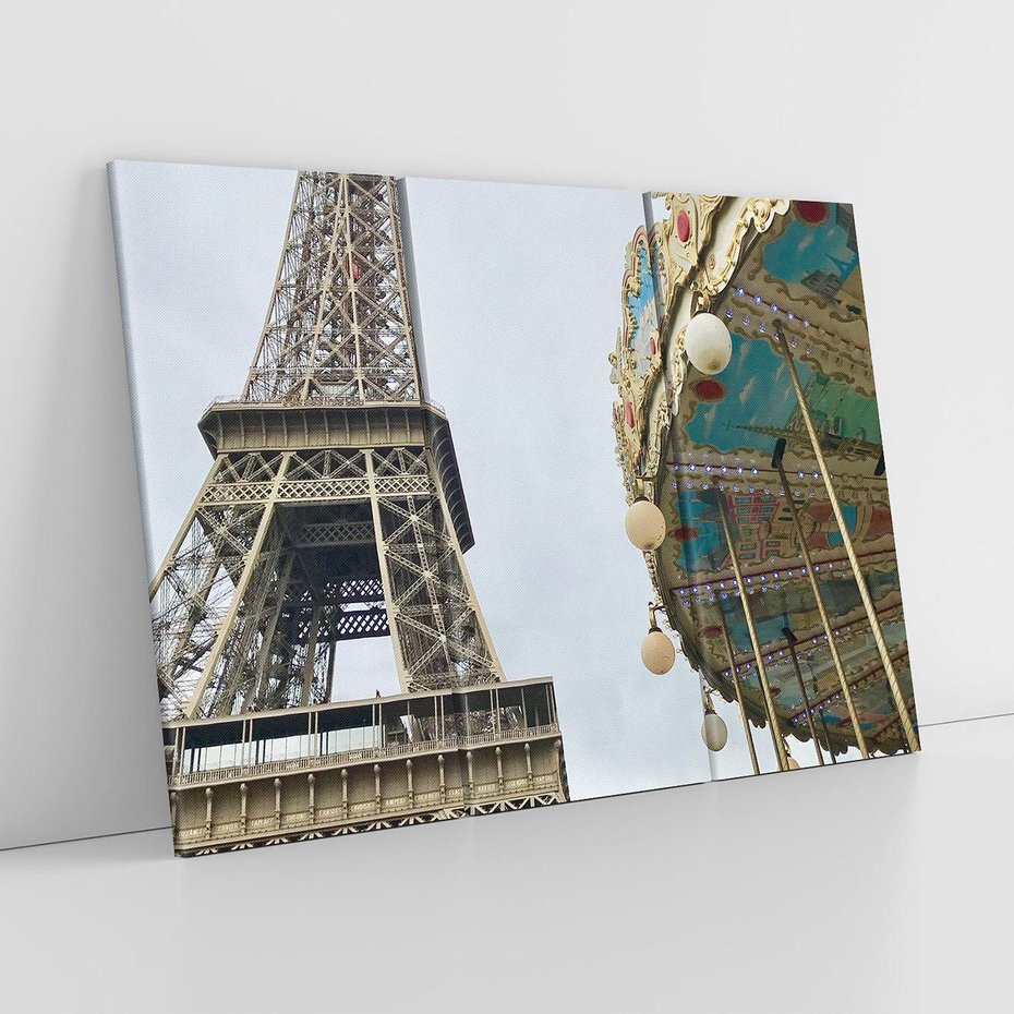Obraz na płótnie 120x80 - Delikatność kolorów - wieża, Eiffla