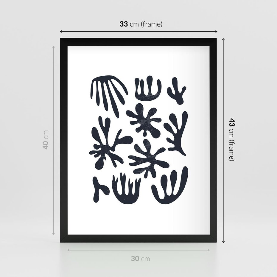 Plakat w ramie 30x40 - Rozmyte Granice Wspomnień - inspiracja mattise, abstrakcja - rama czarna