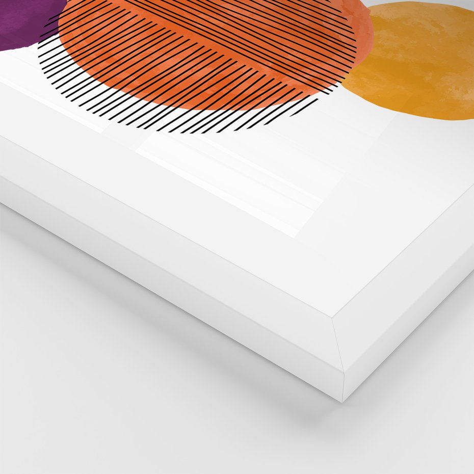 Zestaw obrazy w ramie 40x50 galeria - Geometryczne, koła, akwarela - rama biała