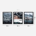 Zestaw obrazy w ramie 40x50 galeria - Norweskie, domki, góry, zima - rama czarna