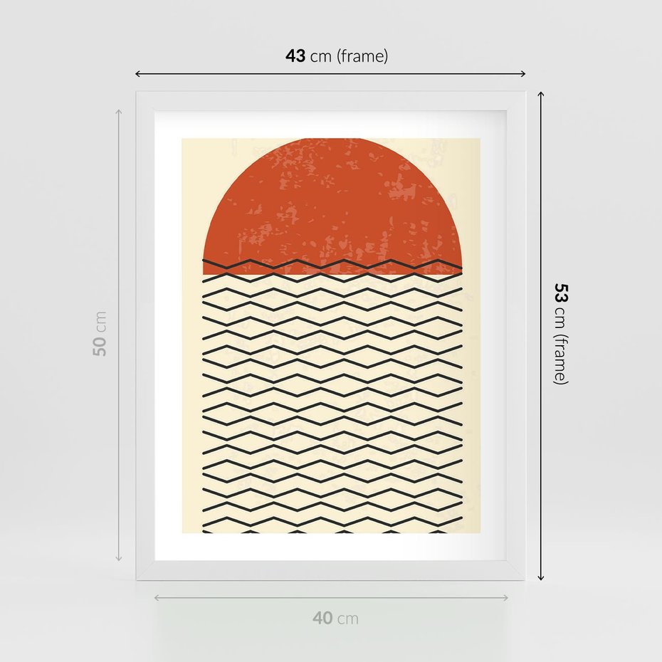 Plakat w ramie 40x50 - Abstrakcyjne Wzory na Plakacie - geometryczna sztuka, nowoczesny plakat - rama biała