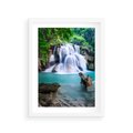 Plakat w ramie 30x40 - Abstrakcyjna nowoczesność - wodospad, woda - rama biała