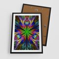 Plakat w ramie 50x70 - Witrażowa magia na płótnie - witraż, sztuka - rama czarna
