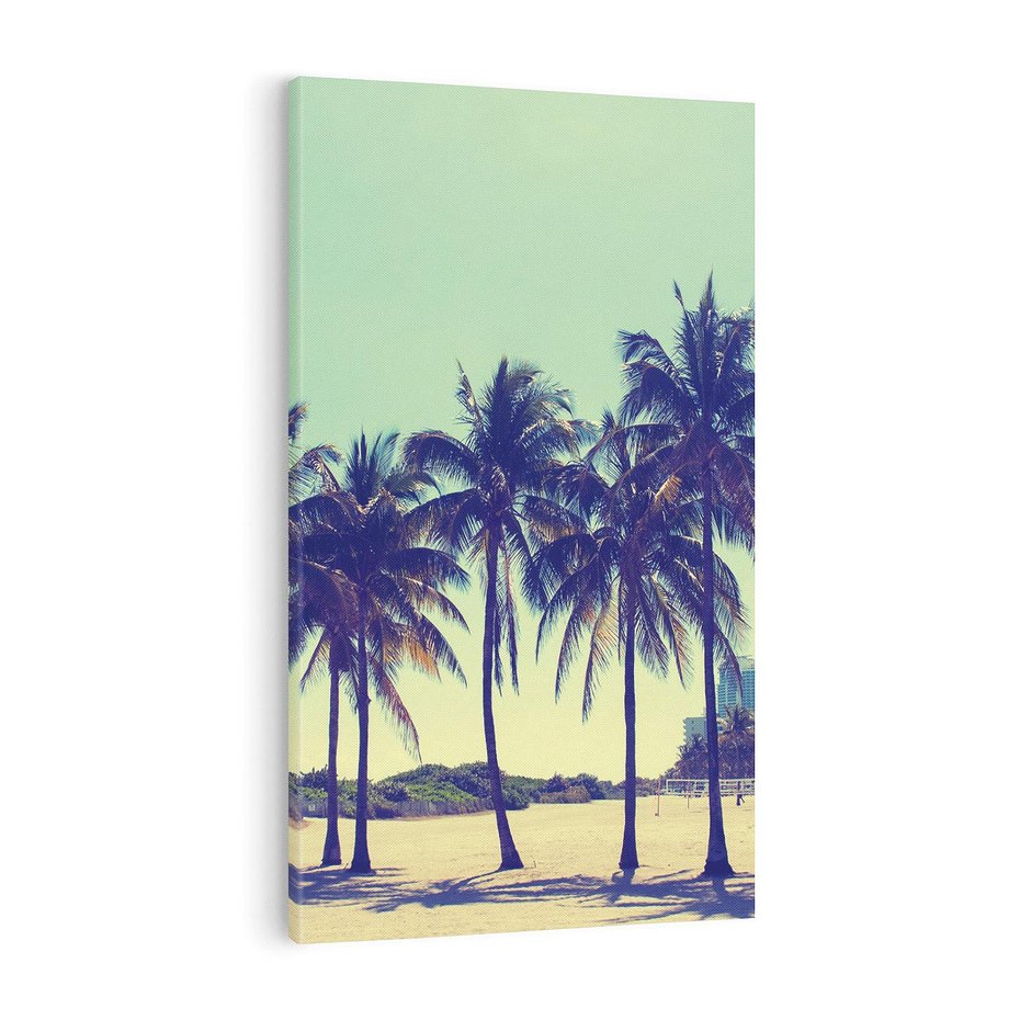 Obraz na płótnie 80x120 - Idylliczna Plaża z Palmami - palmy, plaża