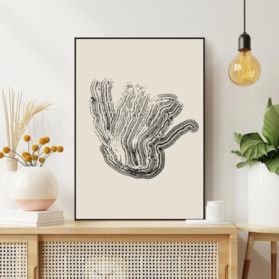 Obraz w ramie 70x100 - Abstrakcyjne Odbicie - abstrakcyjne odbicie, biało czarny - rama czarna