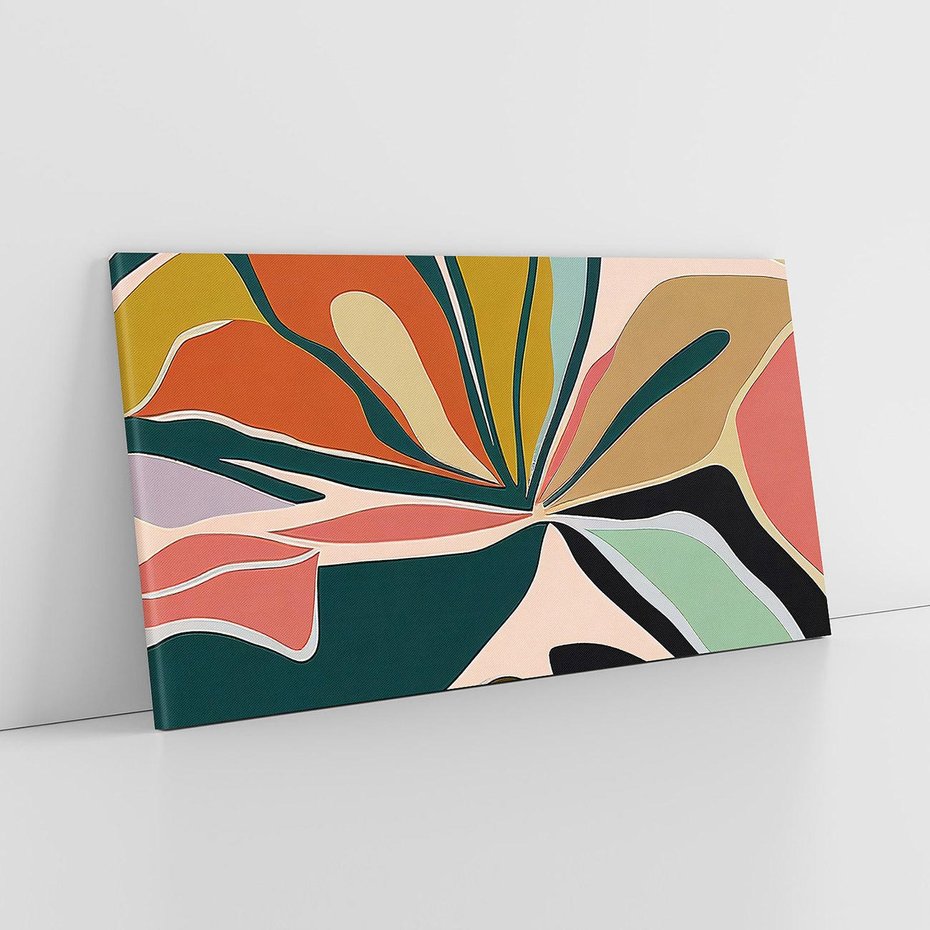 Obraz na płótnie 140x70 - Kolory Ziemi - olejny obraz, abstrakcja w kształcie kwiatu