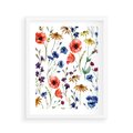 Plakat w ramie 40x50 - Kwiatowe radości na łące - kwiaty, łączka - rama biała