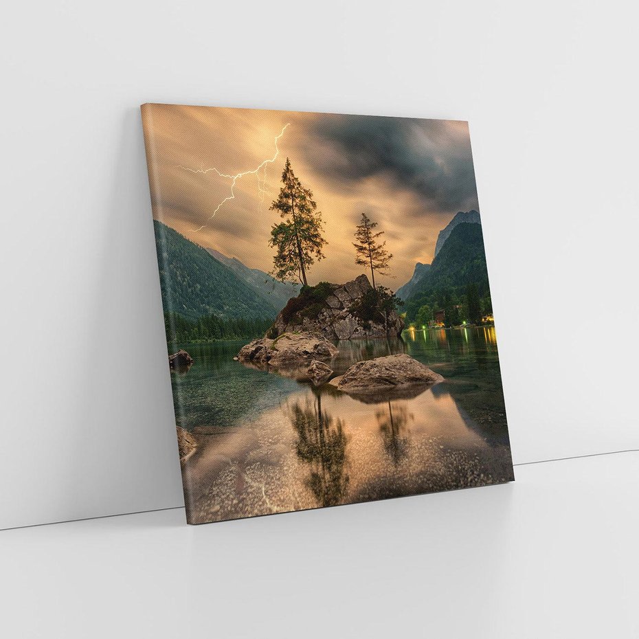 Obraz na płótnie 40x40 - Jezioro Górskie - Spotkanie z Naturą - jezioro, góry