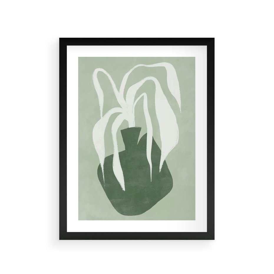 Plakat w ramie 30x40 - Zieleń Pulsującego Spokoju - zielona abstrakcja, zgaszona zieleń - rama czarna