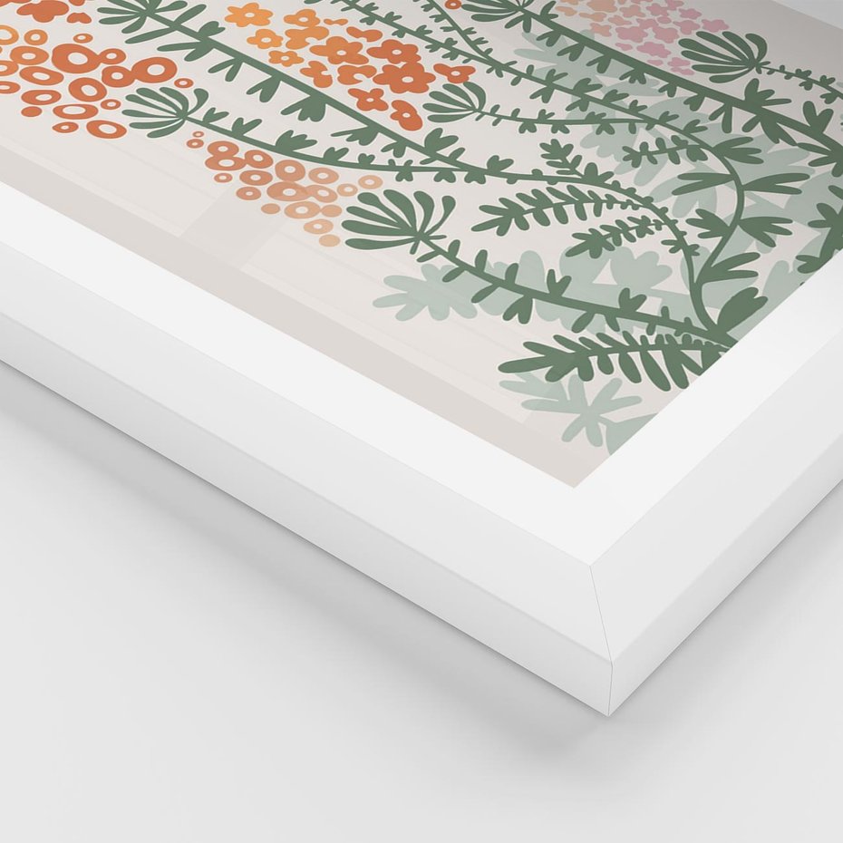 Plakat w ramie 50x70 - Kwiatowe Uniesienia - kwiaty polne, plakat - rama biała