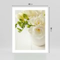 Plakat bez ramy 40x50 - Subtelność białych frezji - frezja, białe
