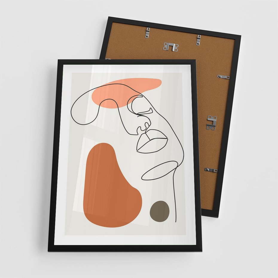 Plakat w ramie 50x70 - Twarz w Geometrycznym Stylu - nowoczesny obraz, grafika - rama czarna