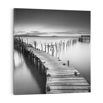 Obraz na płótnie 30x30 - Spokój natury - jezioro, molo