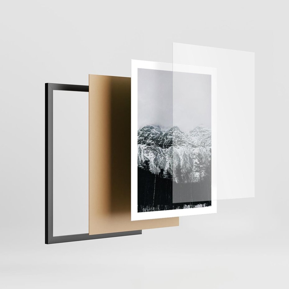 Plakat w ramie 50x70 - Zimowe Uroki Gór - góry ośnieżone, krajobraz górski - rama czarna