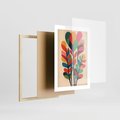 Plakat w ramie 30x40 - Symfonia Wzrokowych Impresji - abstrakcyjny kolorowy tęczowy obraz, inspiracje roślinne - rama drewno