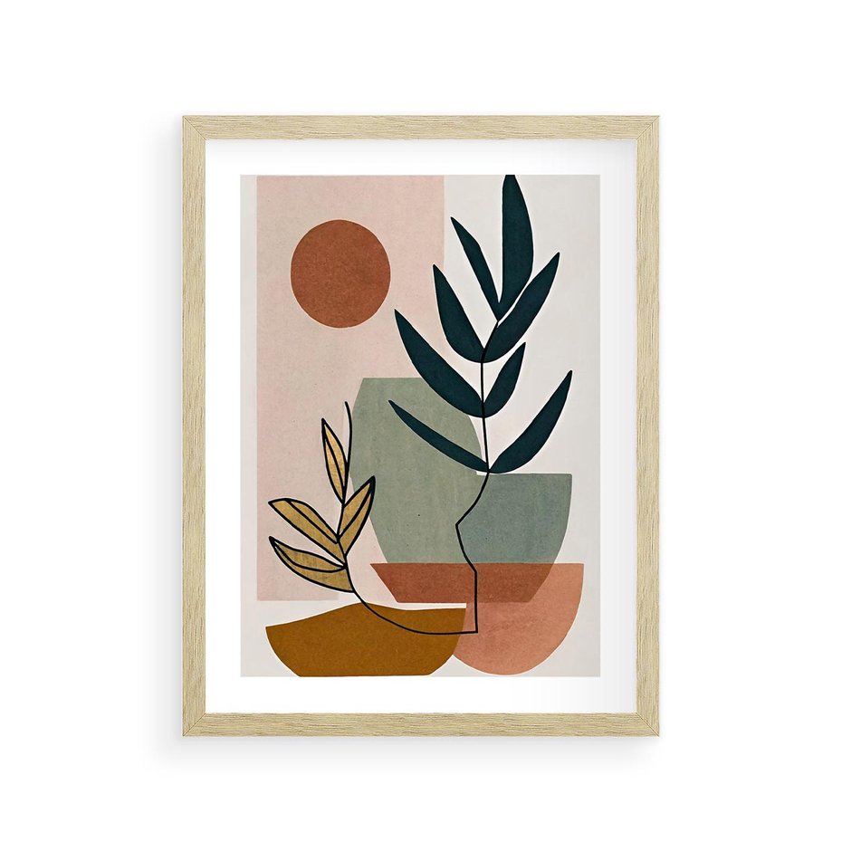 Plakat w ramie 30x40 - Rozkwitająca Boho Wyobraźnia - boho obraz, abstrakcja - rama drewno