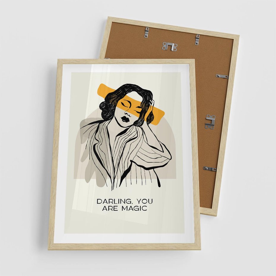 Plakat w ramie 50x70 - Sztuka Kobiecej Osobowości - nowoczesna grafika, kobieta - rama drewno