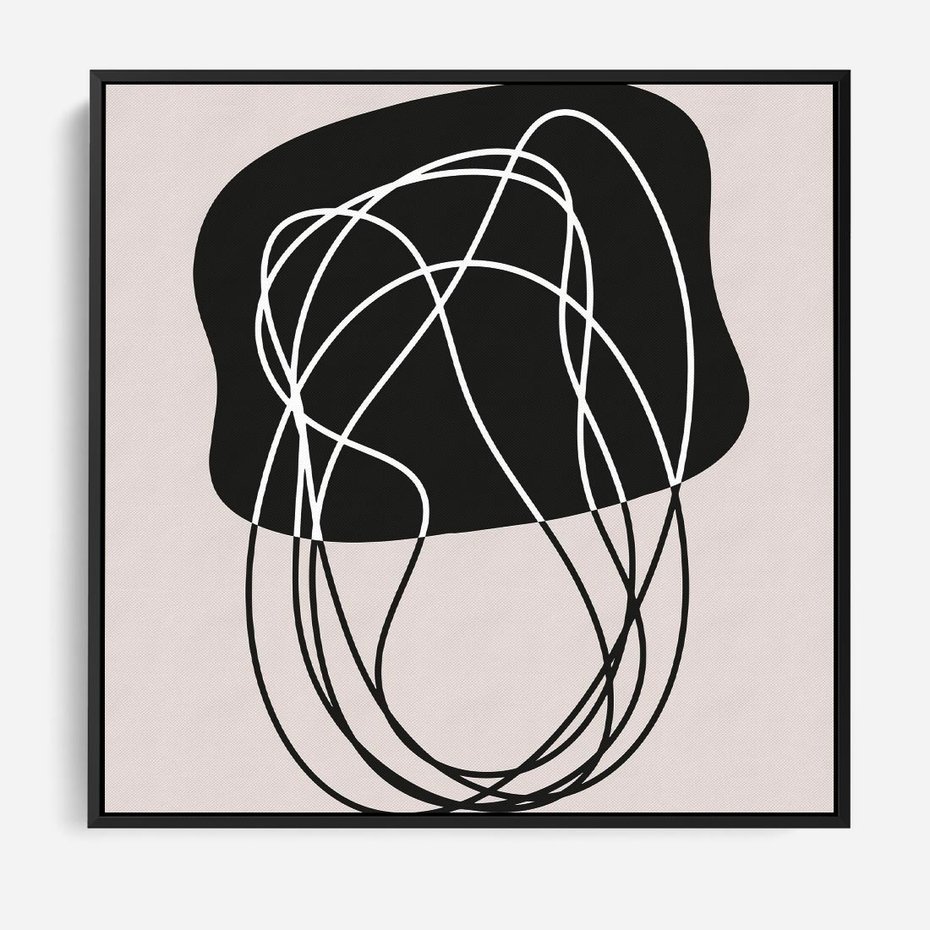 Obraz w ramie 50x50 - Abstrakcyjne Harmonie - abstrakcyjne szkicowane linie, minimalizm - rama czarna