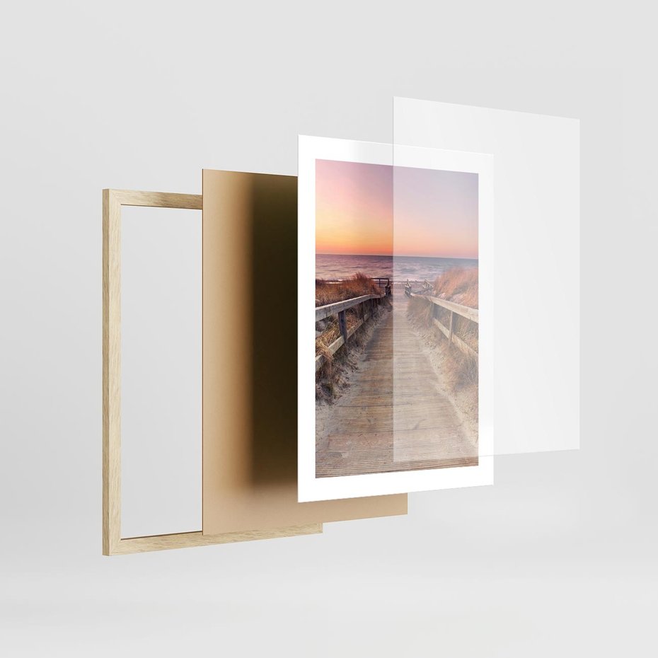 Plakat w ramie 30x40 - Spacer Wśród Przyboju - dróżka, morze - rama drewno