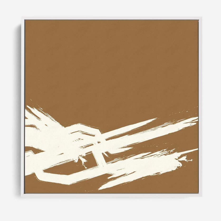 Obraz w ramie 50x50 - Taniec Energii - abstrakcyjne kreski, maźnięcia - rama biała