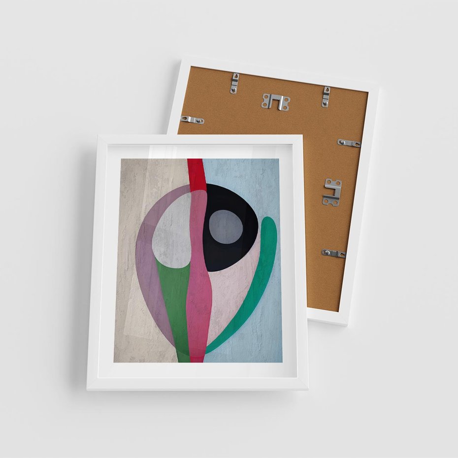 Plakat w ramie 40x50 - Wibracje Kolorów Marzeń - abstrakcyjne dziwne kształty, olejny obraz - rama biała