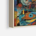 Obraz w ramie 80x80 - Migotliwe Przesunięcia Konturów - abstrakcyjny obraz, sztuka abstrakcji - rama drewno